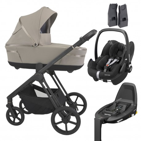 Espiro Miloo 4w1 - 117 Cashmere Grey - w zestawie z MC Pebble Pro I-size Black oraz bazą FamilyFix 3