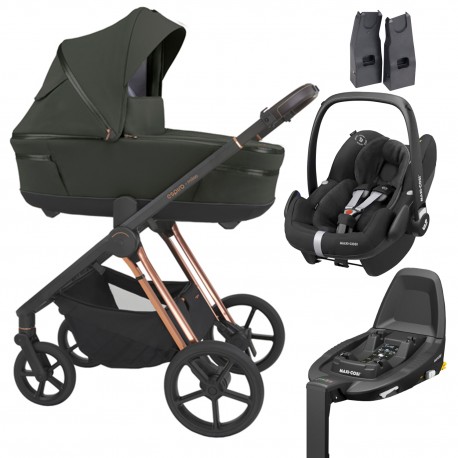 Espiro Miloo 4w1 - 104 Luxury Green - w zestawie z MC Pebble Pro I-size Black oraz bazą FamilyFix 3