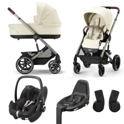 Cybex Balios S Lux 2.0 zestaw 4w1 z MC Pebble Pro I-size oraz bazą FamilyFix 3 - Seashell Beige